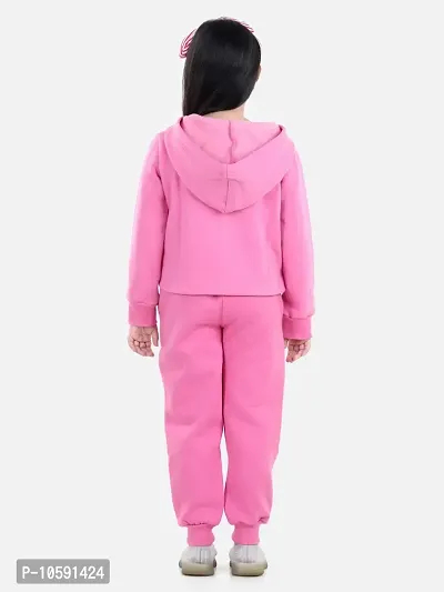 Charming Dark Pink Cotton Jersey Printed Tracksuit For Girls-thumb2
