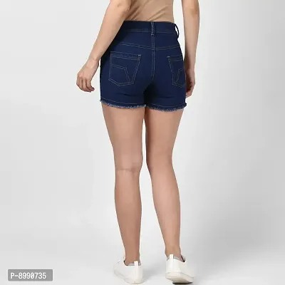 StyleStone Women's Denim Blue Distressed Shorts (3603ShortsWhtPatch)-thumb2
