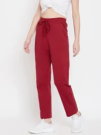 Elite Maroon Pure Cotton Solid Track Pant For Women-thumb3