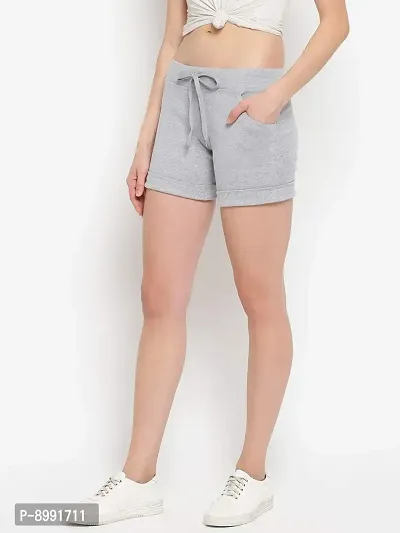 StyleStone Women's Light Grey Cotton Shorts (5036LGreyShorts30)-thumb3