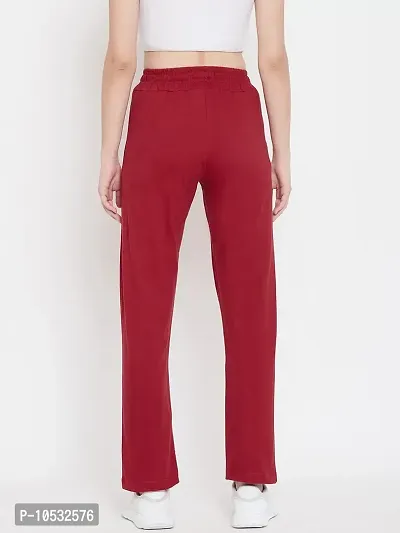 Elite Maroon Pure Cotton Solid Track Pant For Women-thumb2