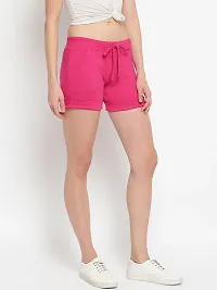 Elegant Pink Cotton Solid Gym Shorts For Women-thumb4