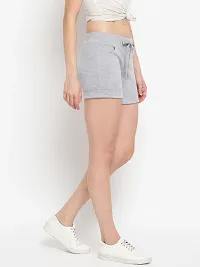 Elegant Grey Cotton Solid Gym Shorts For Women-thumb4