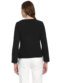 StyleStone (3290BlkDiagBlazerS)-Black Polyester Blazer Jacket Cum Top-thumb2