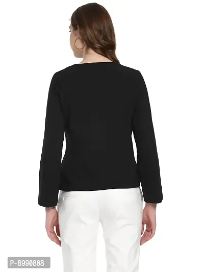 StyleStone (3290BlkDiagBlazerS)-Black Polyester Blazer Jacket Cum Top-thumb3
