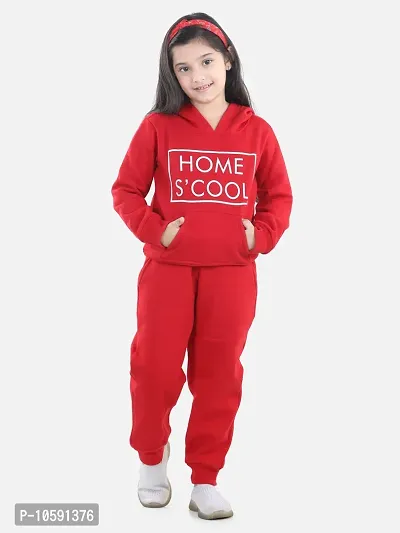 Charming Red Cotton Jersey Printed Tracksuit For Girls-thumb0