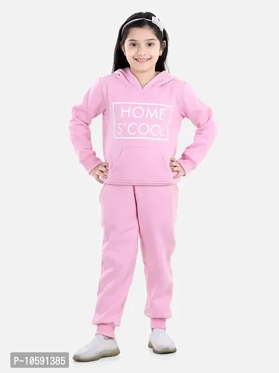 Charming Light Pink Cotton Jersey Printed Tracksuit For Girls-thumb0