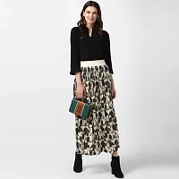 StyleStone Women's Cream Chain Print Pleated Skirt (3529PleatCreamChainSkrtS)-thumb2