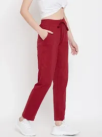Elite Maroon Pure Cotton Solid Track Pant For Women-thumb4
