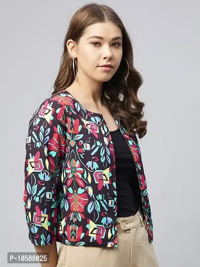 Stylish Multicolor Polyester Floral Print Shrugs For Women-thumb4