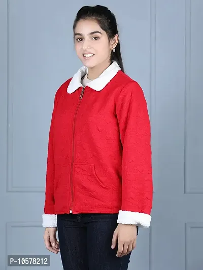 Fabulous Red Fleece Solid Jackets For Girls-thumb0
