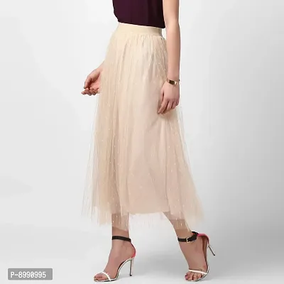 StyleStone Women's Beige Embroidered Pleated Skirt (3540PleatBeigeDot)-thumb4