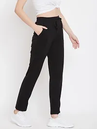 Elite Black Pure Cotton Solid Track Pant For Women-thumb4