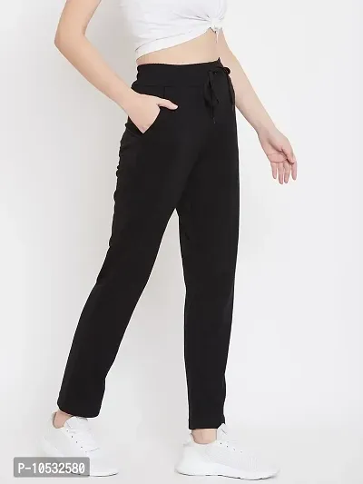 Elite Black Pure Cotton Solid Track Pant For Women-thumb5