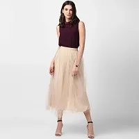 StyleStone Women's Beige Embroidered Pleated Skirt (3540PleatBeigeDot)-thumb2