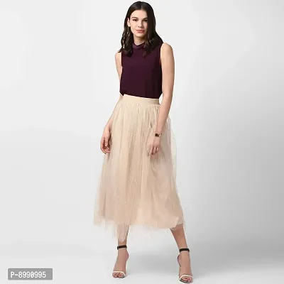StyleStone Women's Beige Embroidered Pleated Skirt (3540PleatBeigeDot)-thumb3