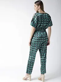StyleStone Women's Green Check and Dot Print Satin Jumpsuit (3473GrnChkDotJSL)-thumb2