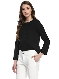 StyleStone (3290BlkDiagBlazerS)-Black Polyester Blazer Jacket Cum Top-thumb3