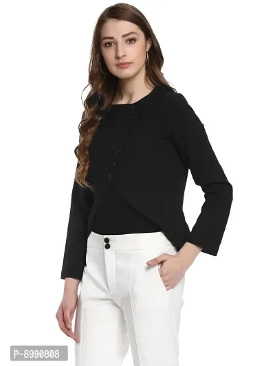 StyleStone (3290BlkDiagBlazerS)-Black Polyester Blazer Jacket Cum Top-thumb4