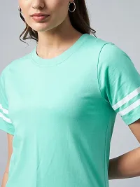 Stylish Green Cotton Solid Sports Top with Bottom Set For Women-thumb3