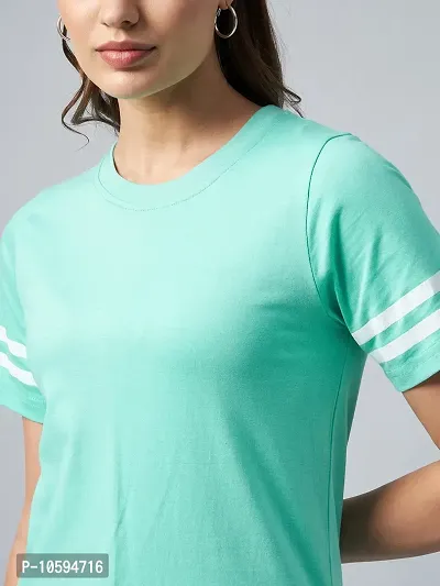 Stylish Green Cotton Solid Sports Top with Bottom Set For Women-thumb4