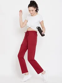 Elite Maroon Pure Cotton Solid Track Pant For Women-thumb2