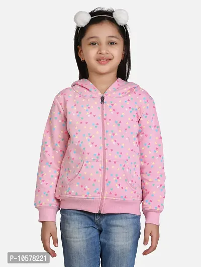 Fabulous Pink Pure Cotton Printed Jackets For Girls-thumb0