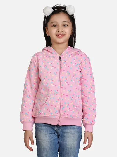 Fabulous Pink Pure Cotton Printed Jackets For Girls