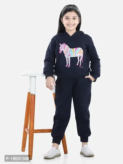 Charming Navy Blue Cotton Jersey Printed Tracksuit For Girls-thumb4