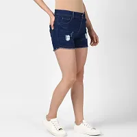 StyleStone Women's Denim Blue Distressed Shorts (3603ShortsWhtPatch)-thumb4