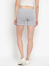 Elegant Grey Cotton Solid Gym Shorts For Women-thumb1