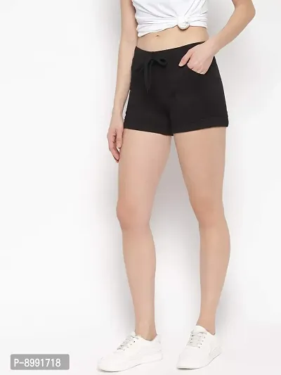 StyleStone Women's Black Cotton Shorts (5034BlkShorts34)-thumb4