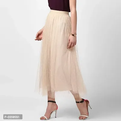 StyleStone Women's Beige Embroidered Pleated Skirt (3540PleatBeigeDotM)-thumb4