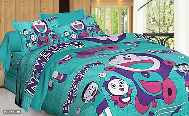 Comfortable Cotton Printed Double Bedsheet with Two Pillow Covers