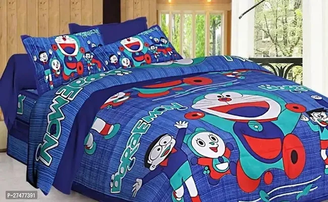 Comfortable Cotton Printed Queen Bedsheet with Two Pillow Covers-thumb0