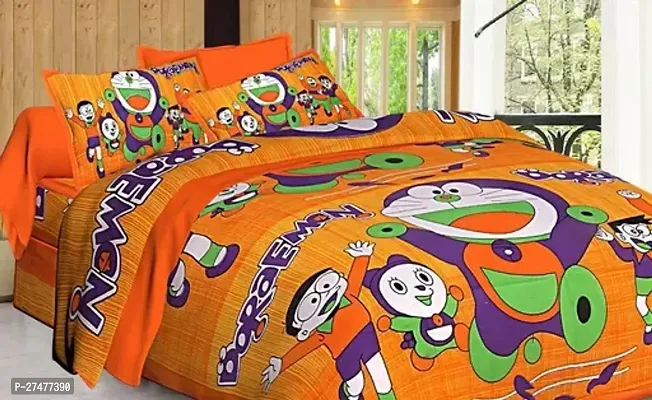 Comfortable Cotton Printed Double Bedsheet with Two Pillow Covers-thumb0