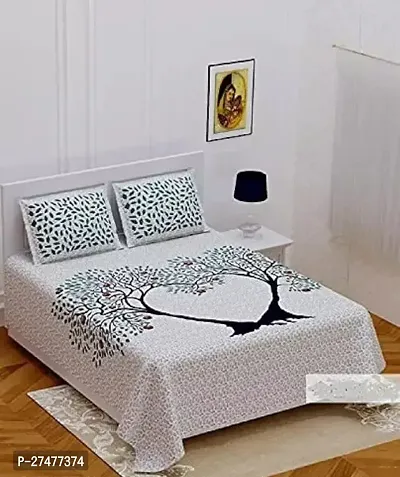 Comfortable Cotton Printed Queen Bedsheet with Two Pillow Covers