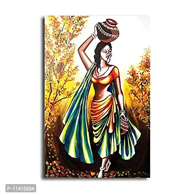 PIXELARTZ Canvas Paintings - Indian Village Woman - Without Frame - Modern Art Paintings - Paintings for Home Decor - Paintings for Drawing Room - Wall Paintings for Bedroom - Paintings for Living Room - Canvas Paintings for Wall.