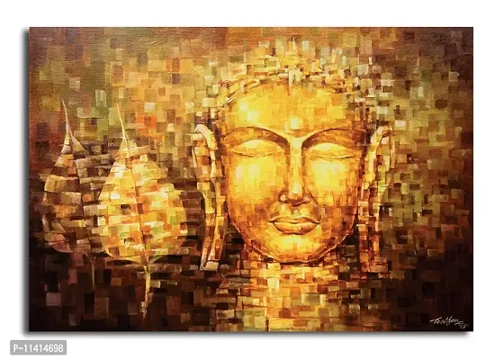 PIXELARTZ Canvas Paintings - The Golden Buddha - Without Frame - Modern Art Paintings - Paintings for Home Decor - Paintings for Drawing Room - Wall Paintings for Bedroom - Paintings for Living Room - Canvas Paintings for Wall.