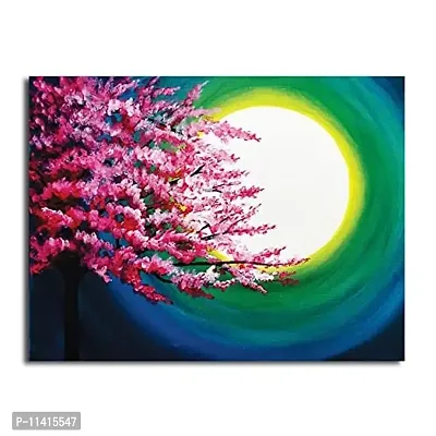PIXELARTZ Canvas Painting - Cherry Blossom with Sun - Nature Canvas Art - Modern Art Paintings - Paintings for Home Decor - Paintings for Drawing Room - Wall Paintings for Bedroom - Paintings for Living Room - Canvas Paintings for Wall - Without Frame.