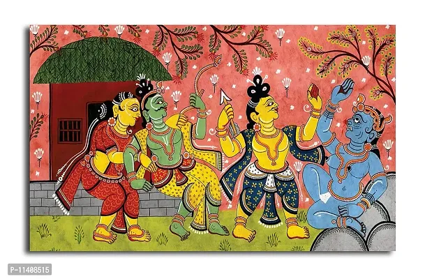 PIXELARTZ Canvas Painting - Madhubani Painting - Ramayana Itihasas