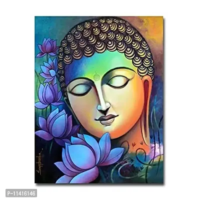PIXELARTZ Canvas Painting Lord Budhha Modern Art Painting for Home Decor ( Without Frame )-thumb0