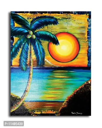 PIXELARTZ Canvas Painting - Sunset On The Beach
