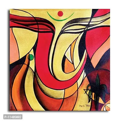 PIXELARTZ Canvas Painting - Abstract Painting of Ganesha - Without Frame