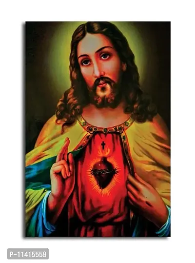 PIXELARTZ Canvas Paintings - Jesus With Sacred Heart - Without Frame - Modern Art Paintings - Paintings for Home Decor - Paintings for Drawing Room - Wall Paintings for Bedroom - Paintings for Living Room - Canvas Paintings for Wall.-thumb0
