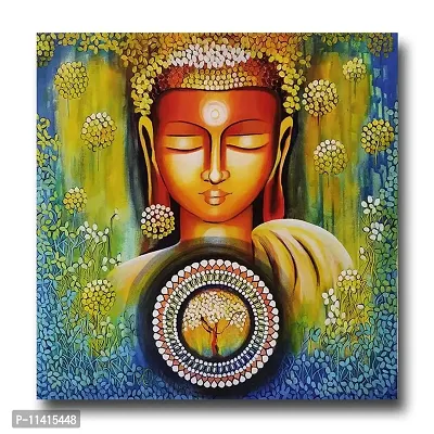 PIXELARTZ Canvas Painting Meditating Lord Budha Modern Art Painting for Home Decor ( Without Frame )