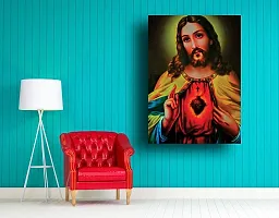 PIXELARTZ Canvas Paintings - Jesus With Sacred Heart - Without Frame - Modern Art Paintings - Paintings for Home Decor - Paintings for Drawing Room - Wall Paintings for Bedroom - Paintings for Living Room - Canvas Paintings for Wall.-thumb1