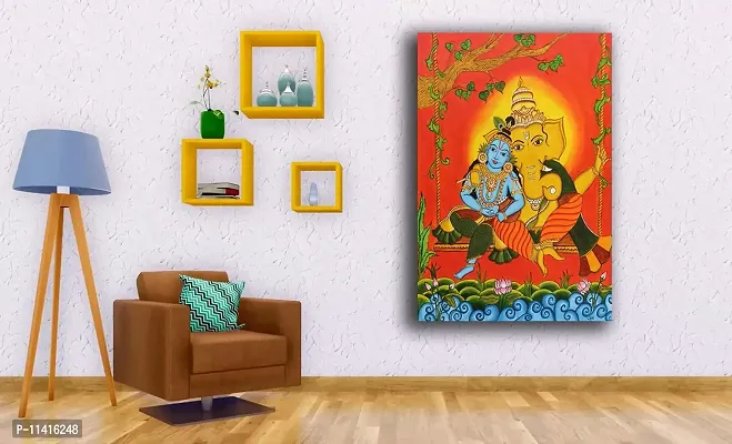 PIXELARTZ Canvas Painting Shree Krishna And Shree Ganesh Modern Art Painting for Home Decor ( Without Frame )-thumb2