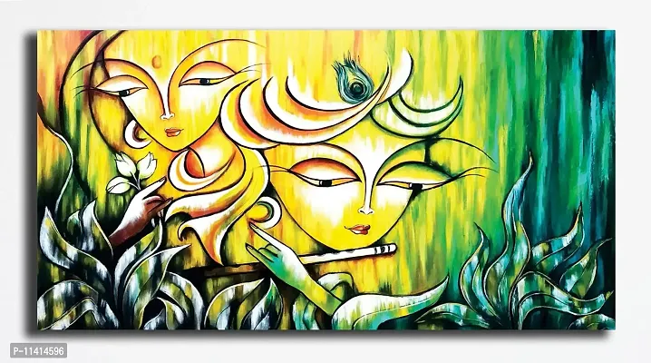 PIXELARTZ Canvas Painting - Radha Krishna -Religious Canvas Paintings - Paintings for Home Decor - Paintings for Drawing Room - Wall Paintings for Bedroom - Paintings for Living Room - Canvas Paintings for Wall - Without Frame.
