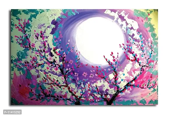 PIXELARTZ Canvas Paintings - Japanese Cherry Blossom Painting - Without Frame - Modern Art Paintings - Paintings for Home Decor - Paintings for Drawing Room - Wall Paintings for Bedroom - Paintings for Living Room - Canvas Paintings for Wall.